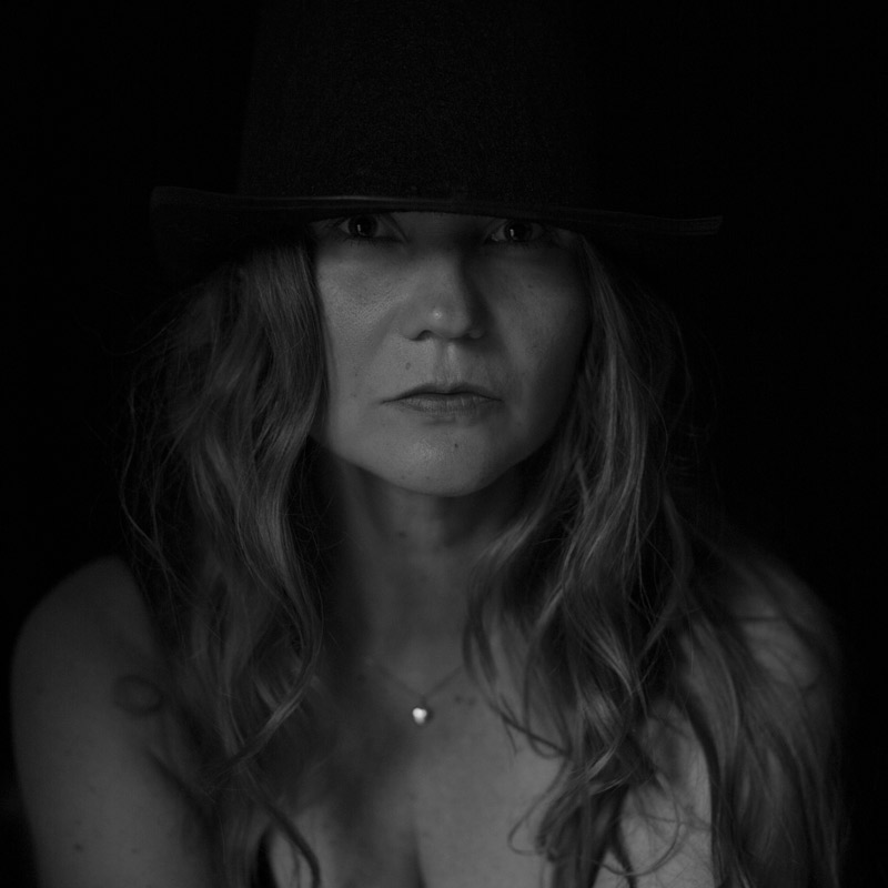 Self-portrait-with-a-hat-Tiina-Petersson-BW